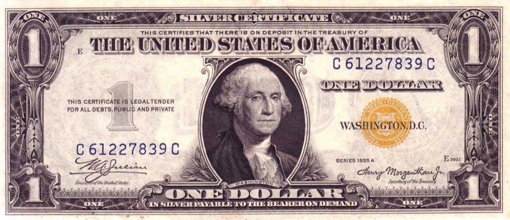 Cara Mengenali Silver Certificate $1 Seri 1935 (1935 sampai 1935H)