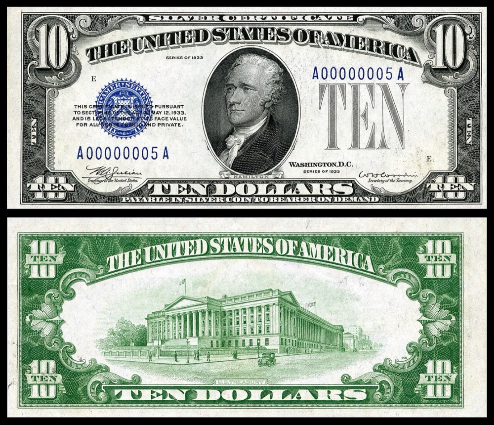 Cara Mengenali Silver Certificate $10 Seri 1933